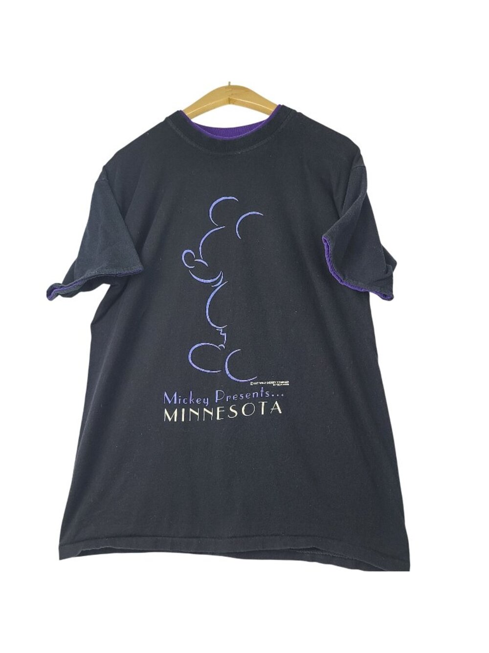 Disney Mickey Mouse Black Purple T-Shirt Presents Minnesota Single Stitch Large